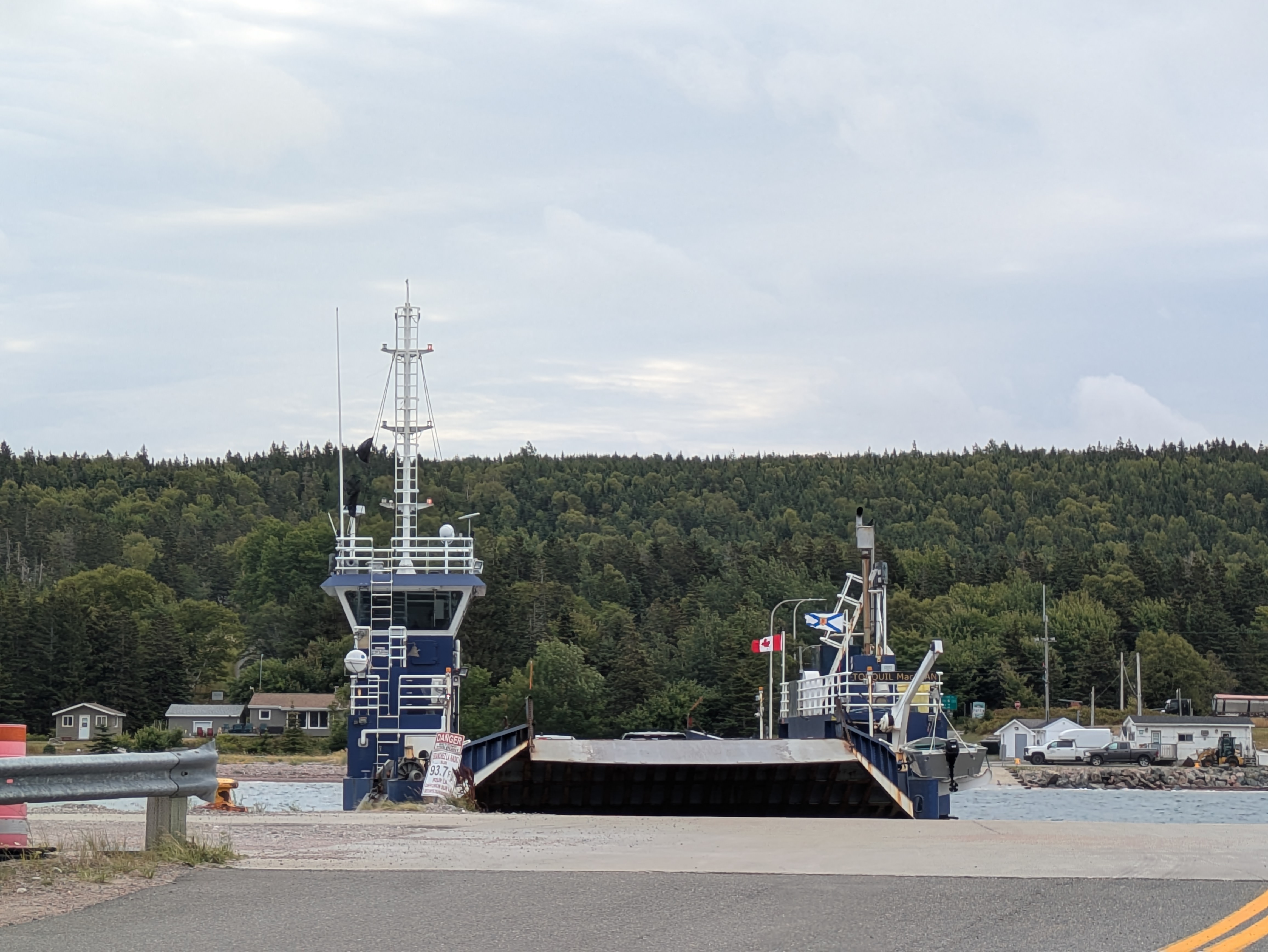 Docking Process - Ferry arriving at Jersey Cove terminal Ferry docking at Jersey Cove terminal - arrival process